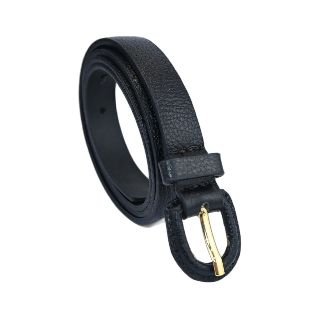 Cinto De Couro Encapado Fino Fivela Arredondada