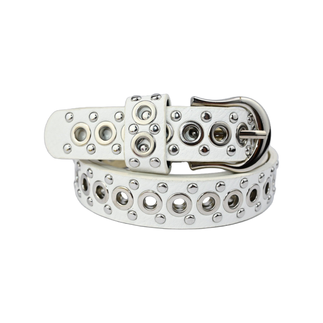 Cinto Feminino Estilo Punk com Ilhós Duplos