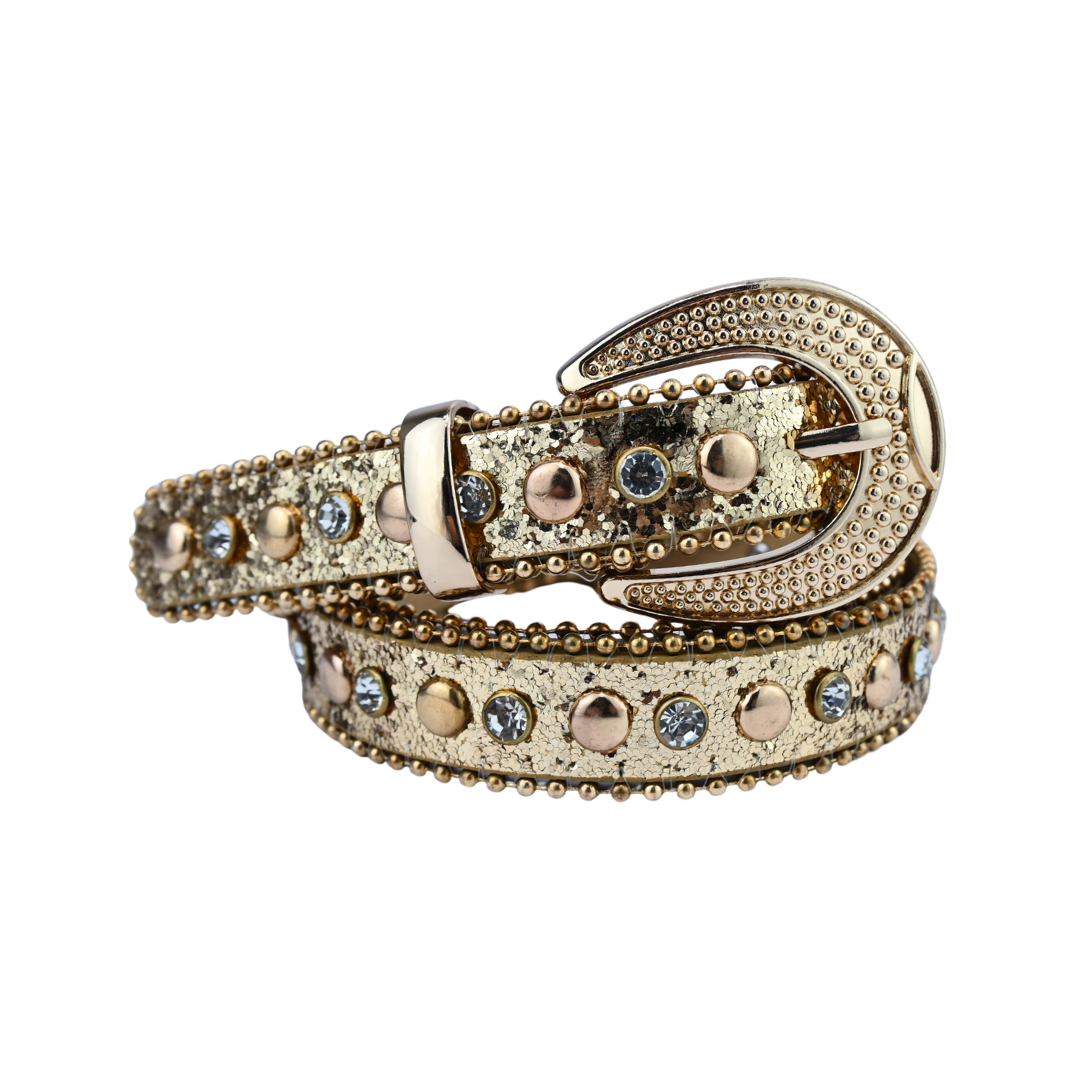 Cinto Feminino com Tachas e Strass
