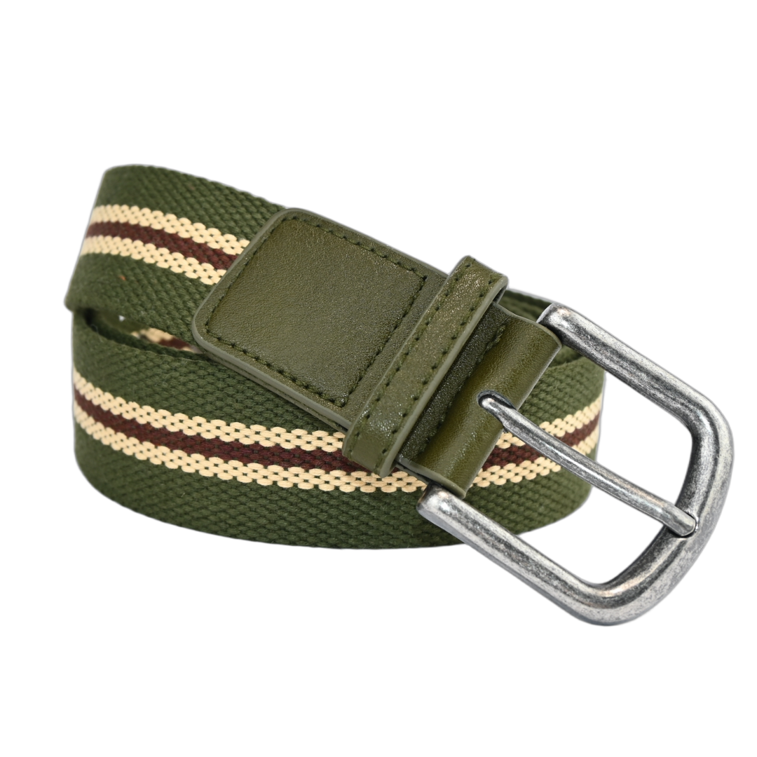 Cinto Masculino Lona Fivela Arredondada Listrado