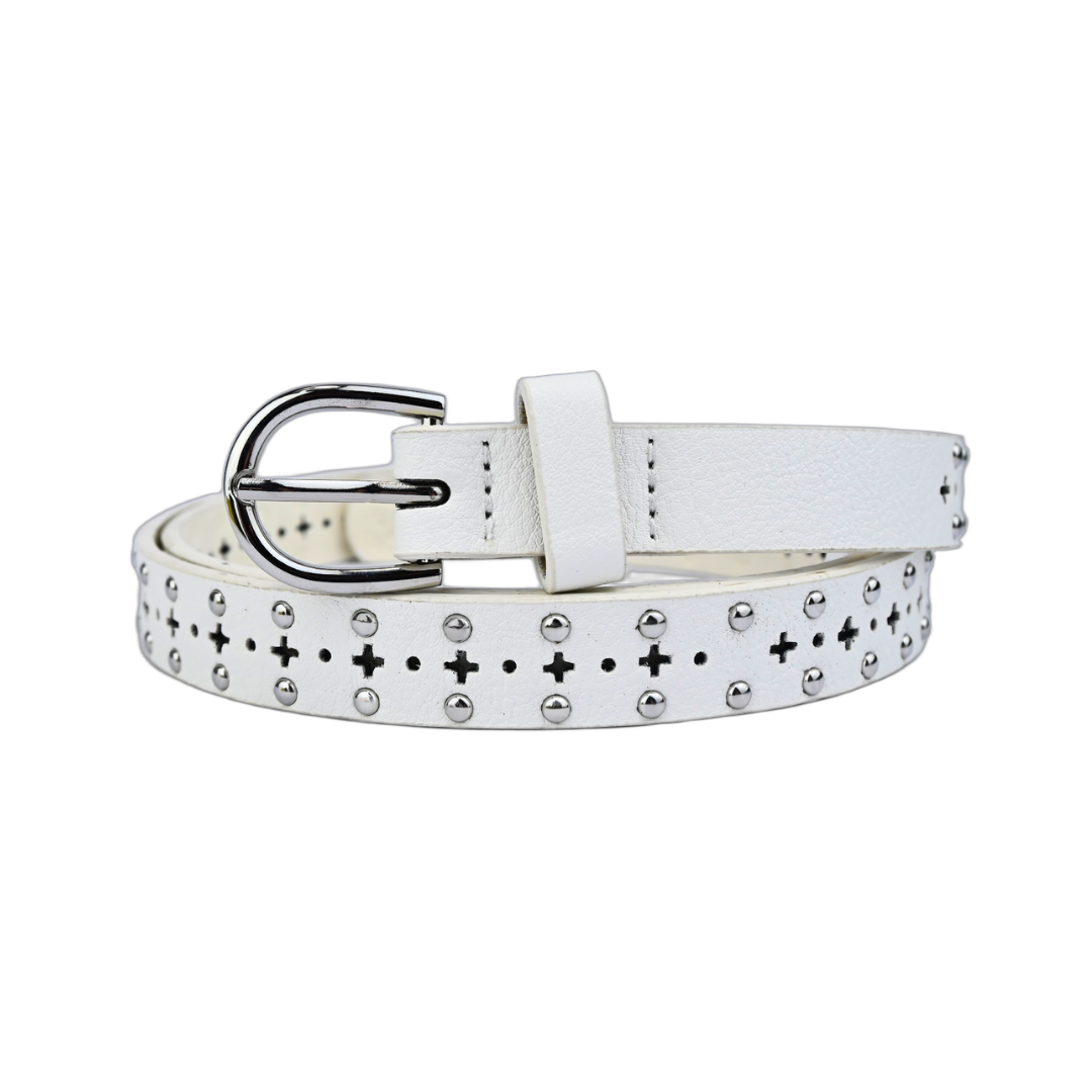 Cinto Feminino Fino Com Tachas E Fivela Metálica