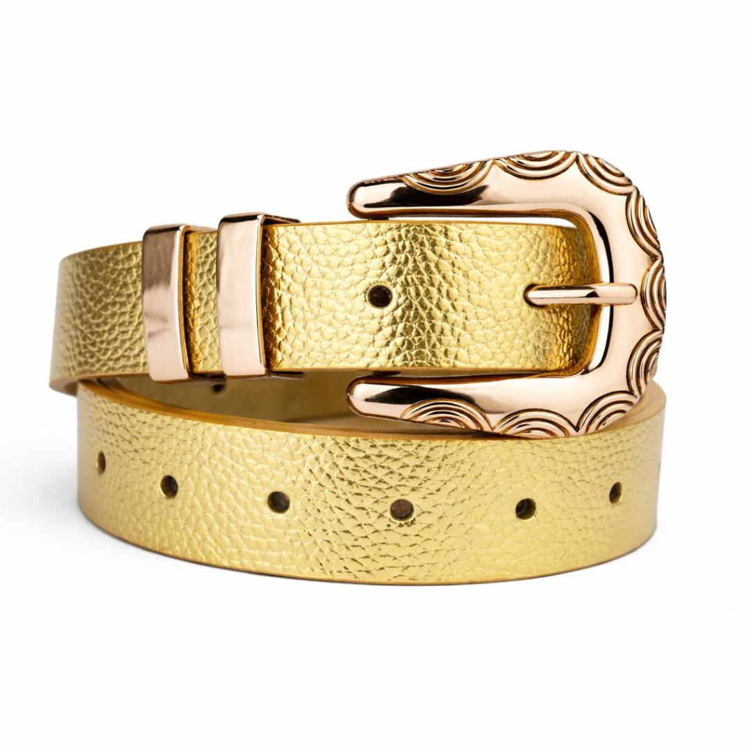 Cinto Feminino com Fivela Trabalhada Prata