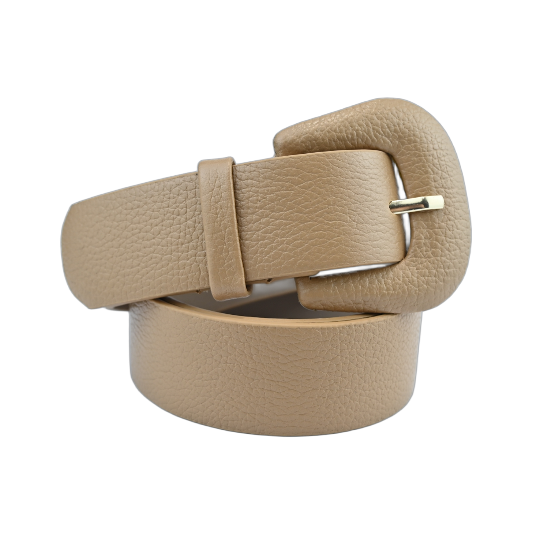 Cinto de Couro Feminino com Fivela Forrada