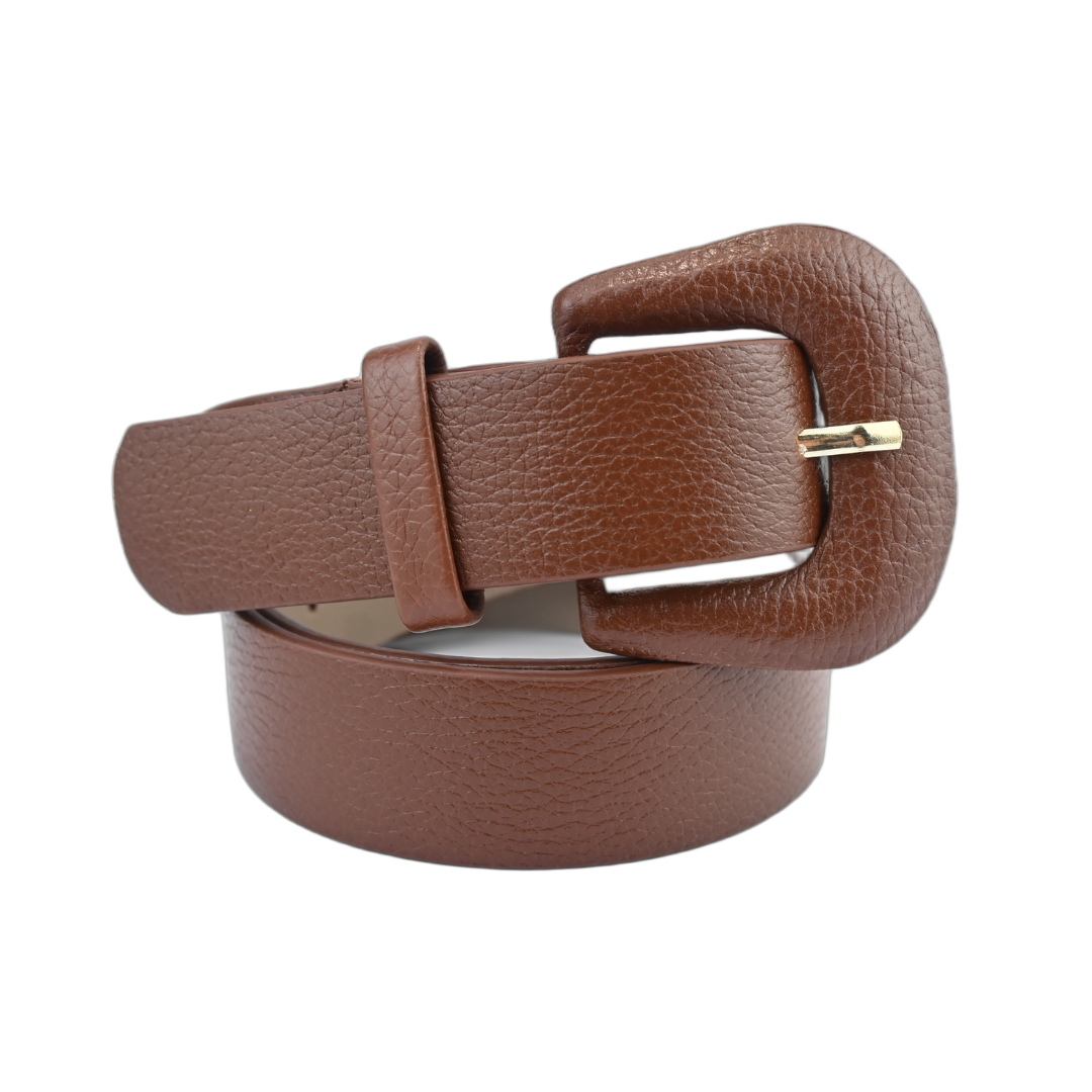 Cinto de Couro Feminino com Fivela Forrada