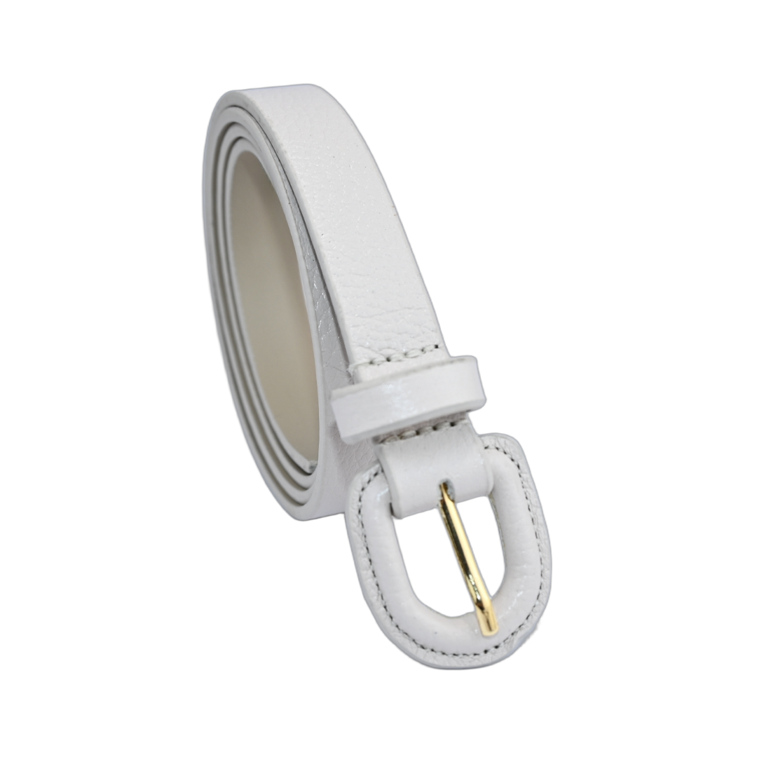 Cinto De Couro Encapado Fino Fivela  Arredondada