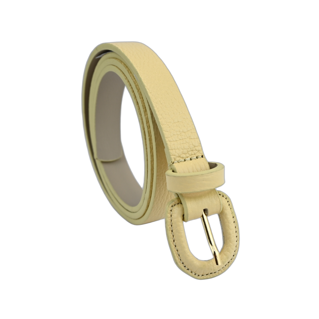 Cinto De Couro Encapado Fino Fivela  Arredondada