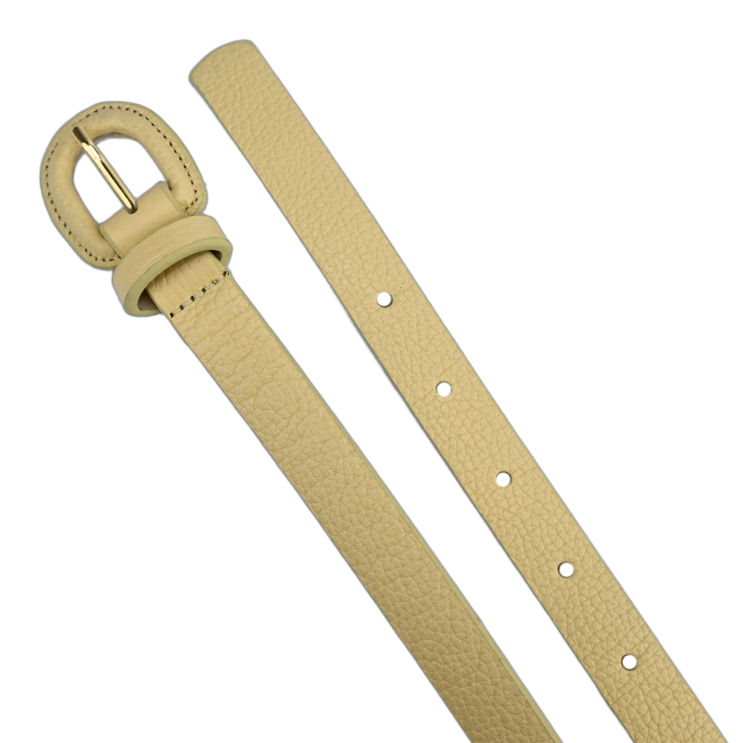 Cinto De Couro Encapado Fino Fivela  Arredondada