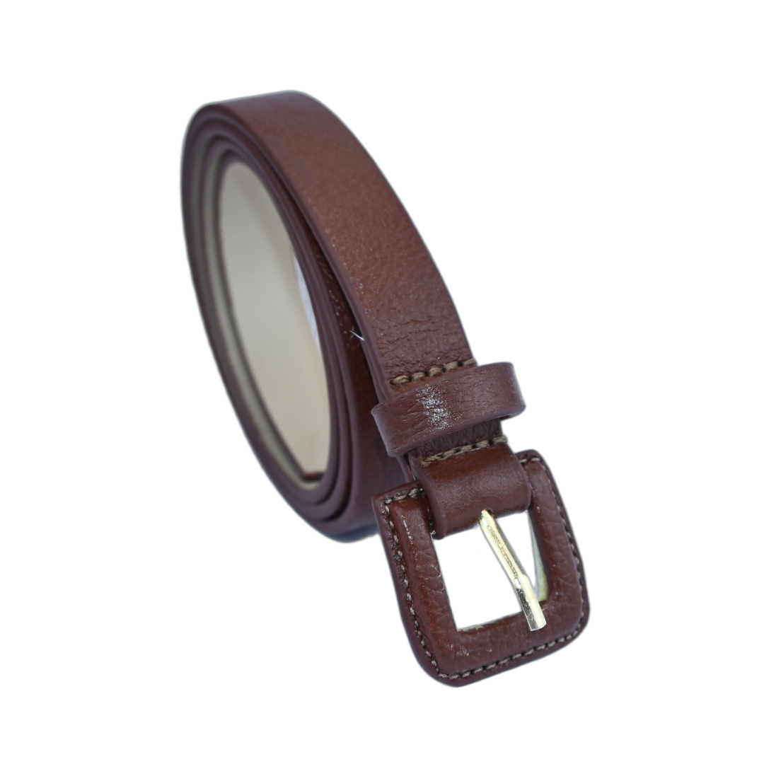 Cinto De Couro Encapado Fino Quadrado