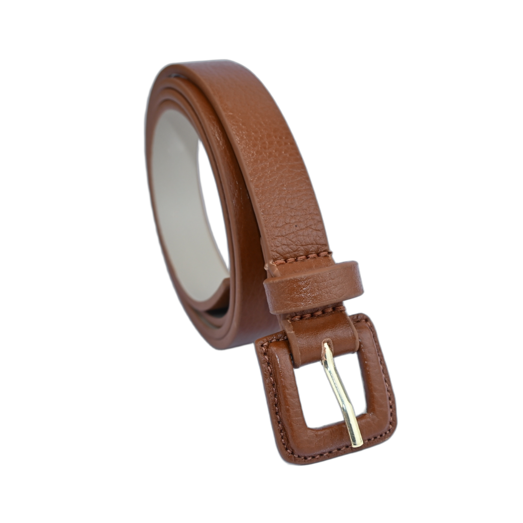 Cinto De Couro Encapado Fino Quadrado