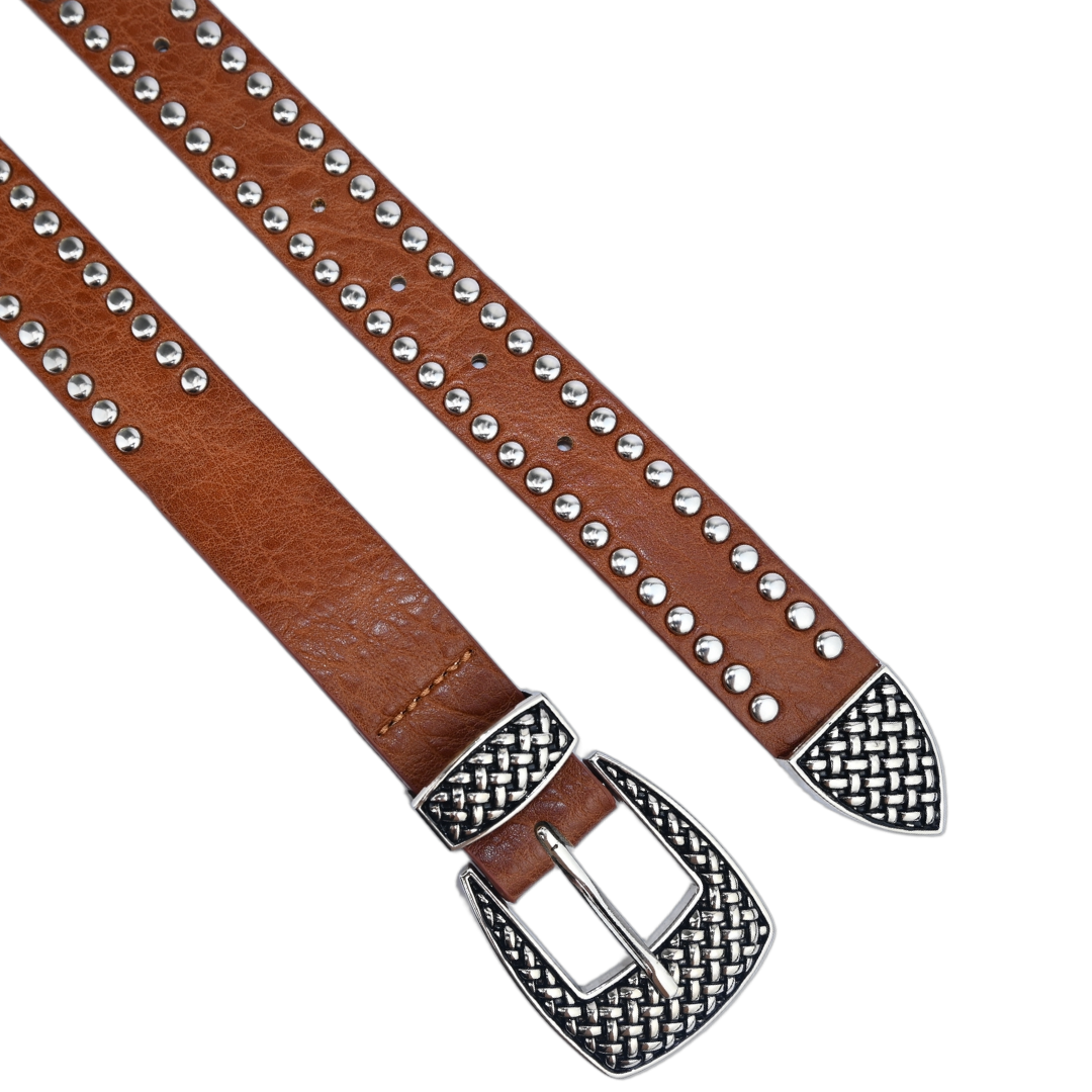 Cinto Feminino com Tachas e Fivela Trabalhada