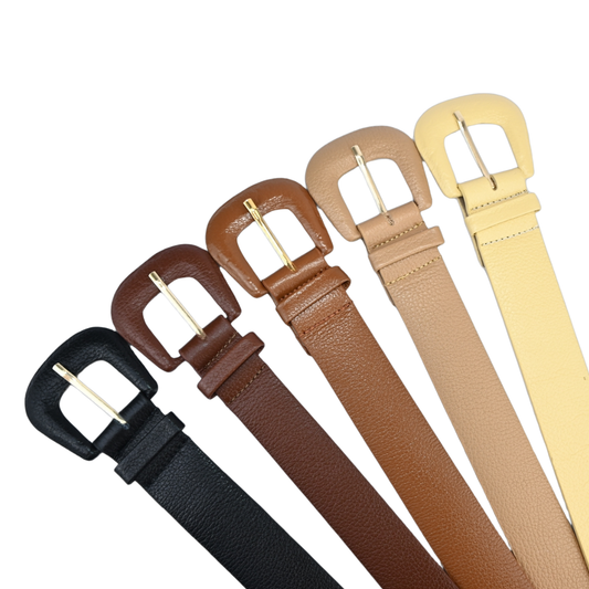 Cinto de Couro Feminino com Fivela Forrada