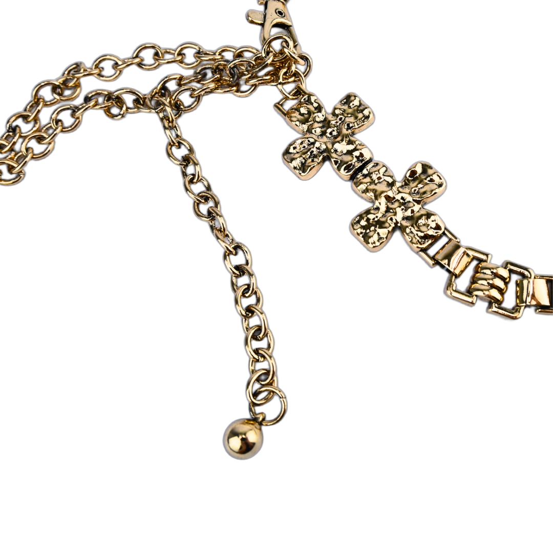 Cinto Corrente Feminino Metálico Cruz