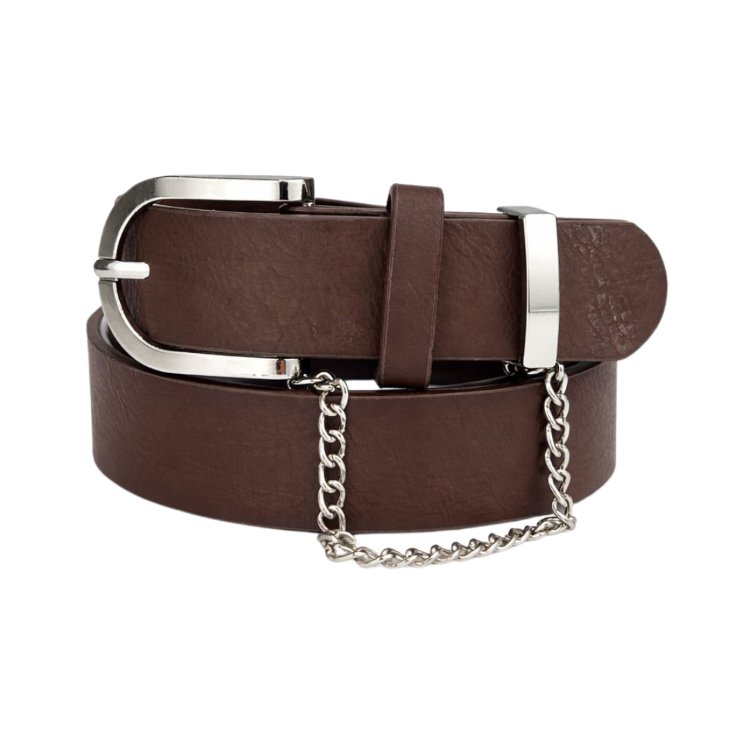 Cinto Feminino com Corrente e Fivela Prateado