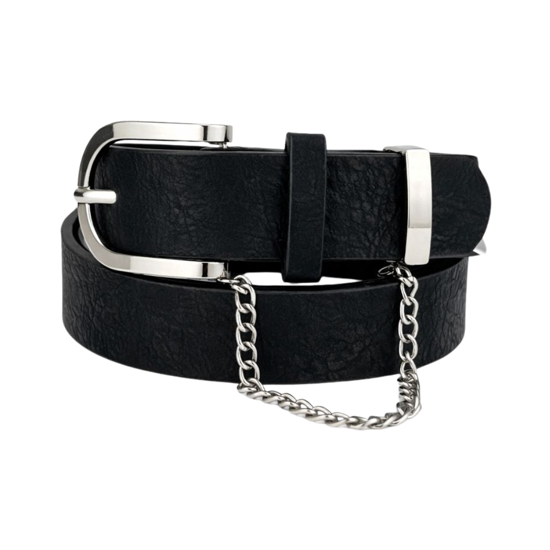 Cinto Feminino com Corrente e Fivela Prateado