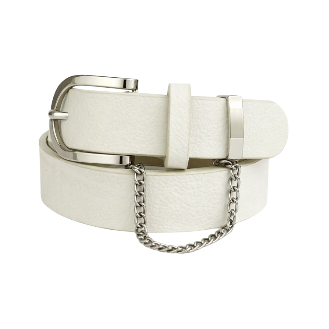 Cinto Feminino com Corrente e Fivela Prateado