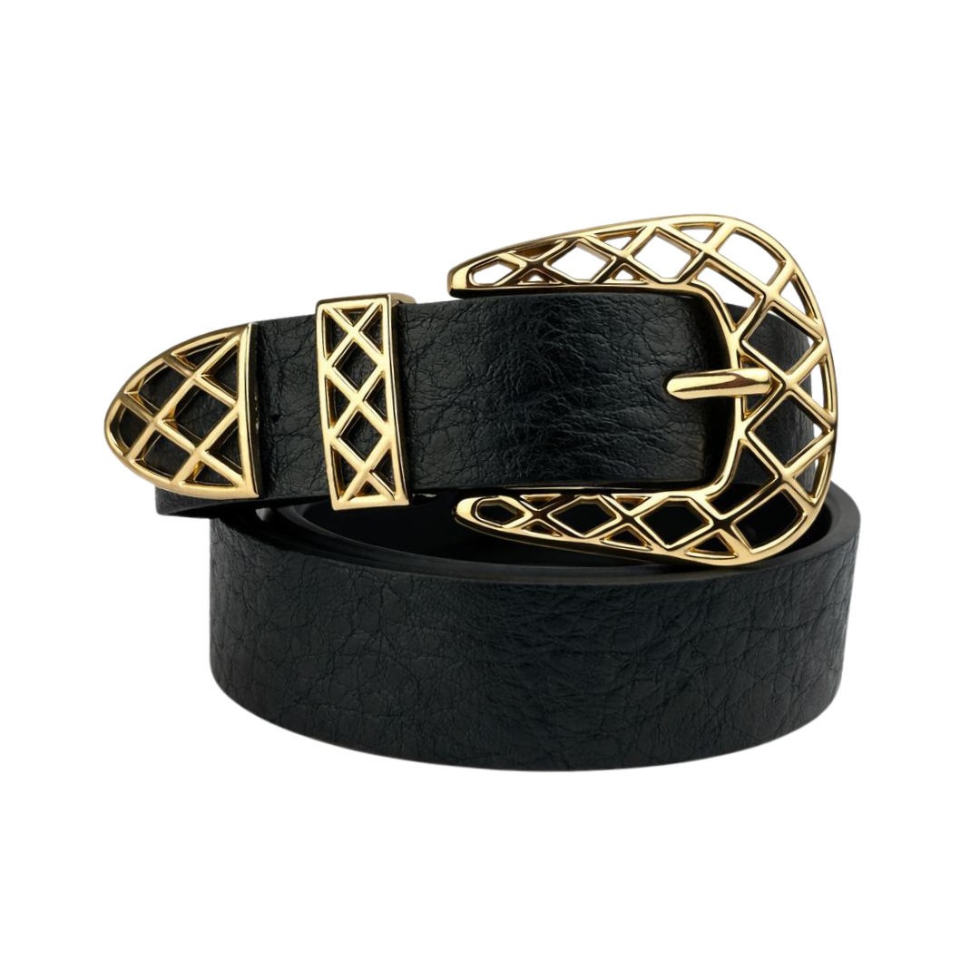 Cinto Feminino com Fivela Dourada