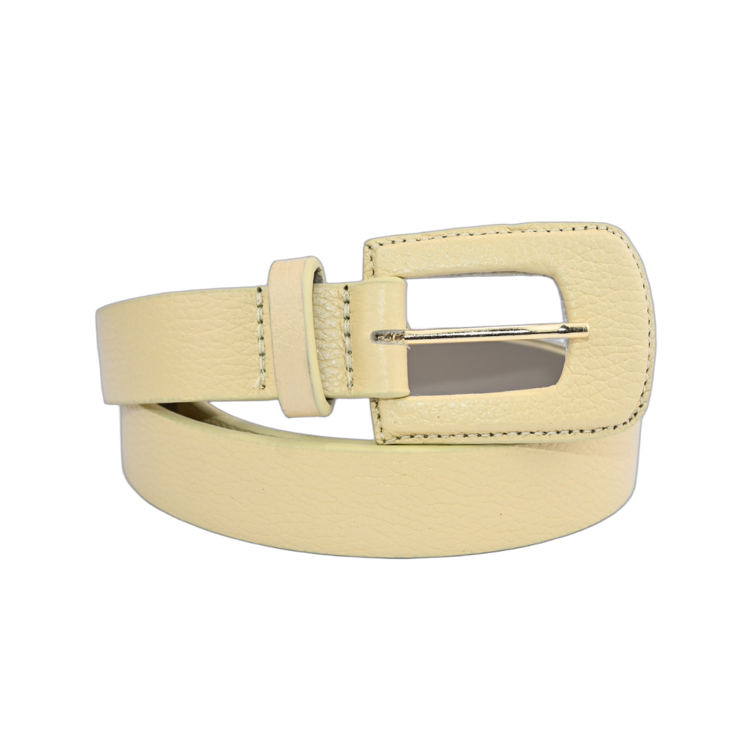 Cinto de Couro Feminino com Fivela Dourada