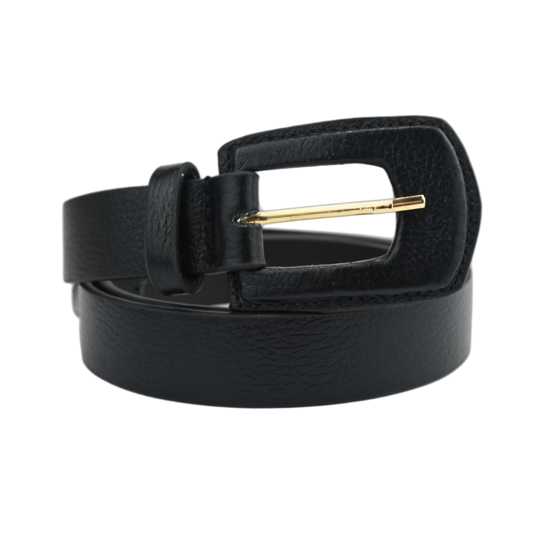 Cinto de Couro Feminino com Fivela Dourada