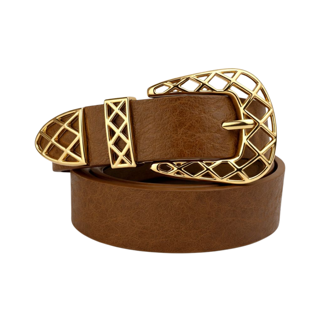 Cinto Feminino com Fivela Dourada