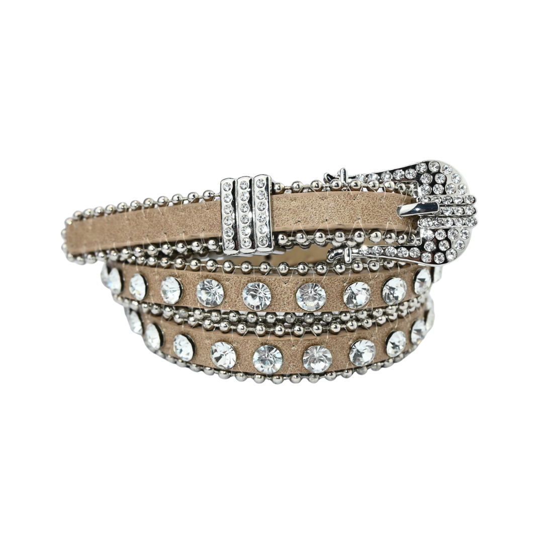 Cinto Strass E Bordas Metálicas