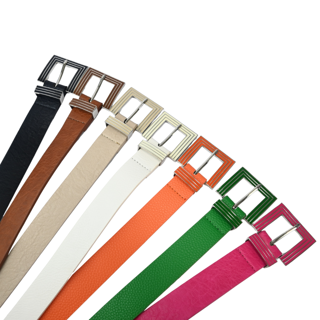 Cinto de Couro Sintético Fivela Metal