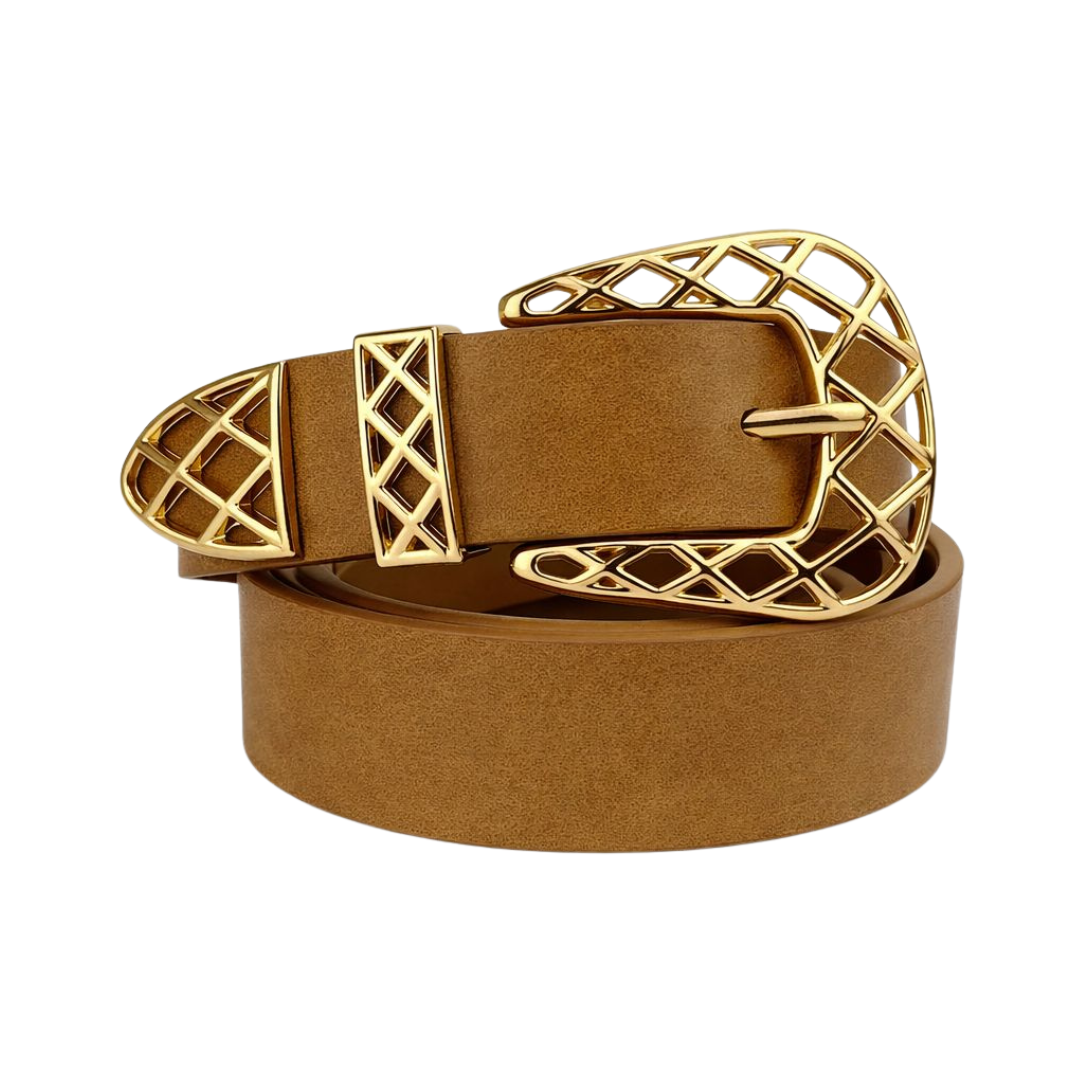 Cinto Feminino com Fivela Dourada