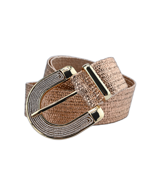 Cinto Palha Metalizado Fivela Redonda