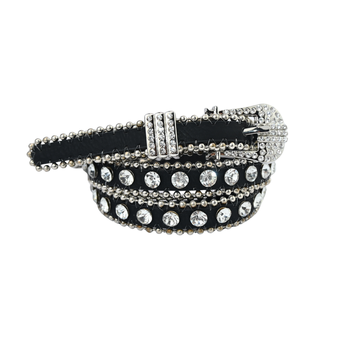 Cinto Strass E Bordas Metálicas