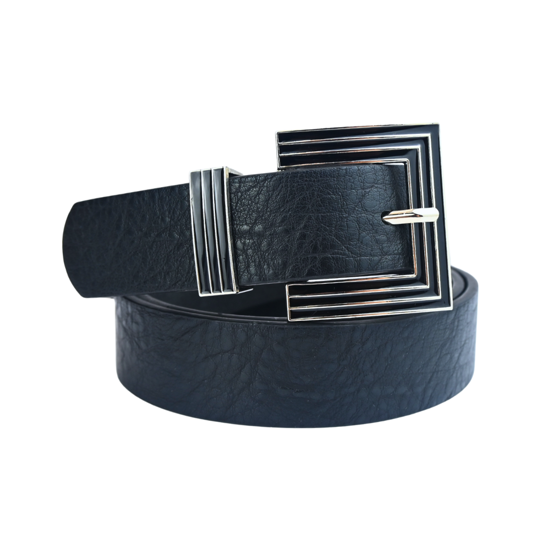 Cinto de Couro Sintético Fivela Metal