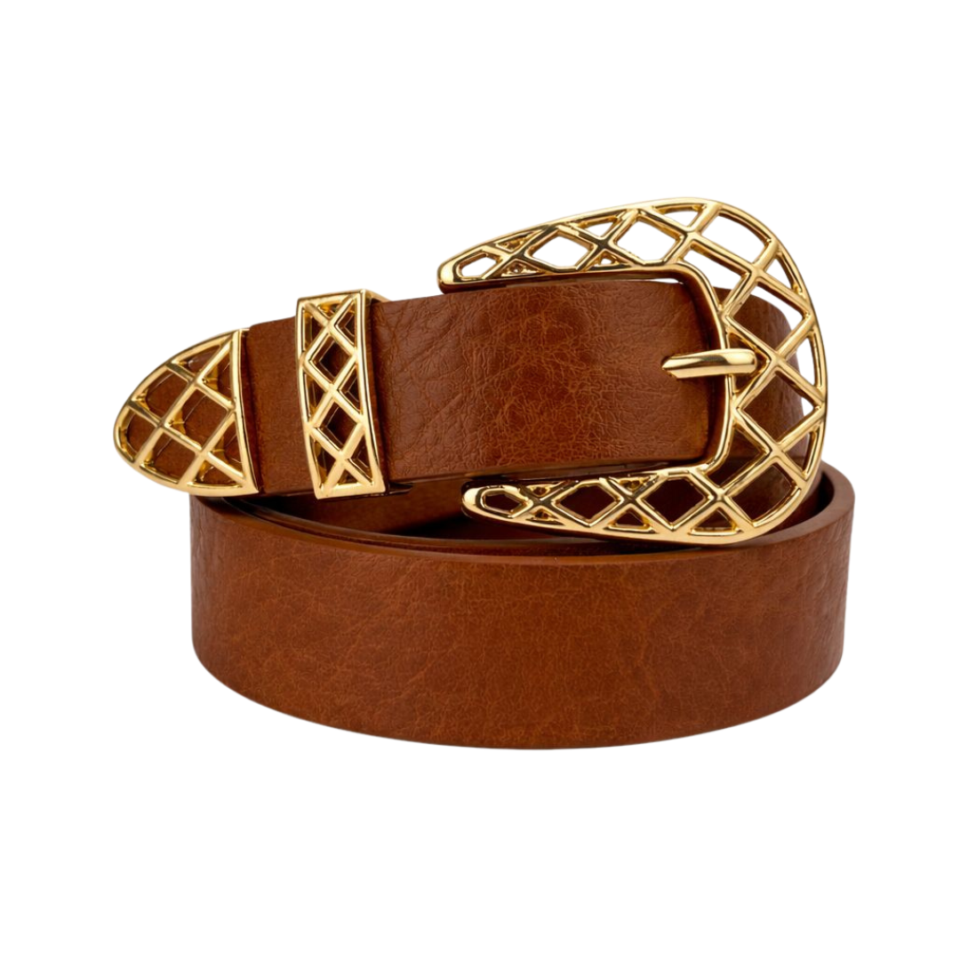 Cinto Feminino com Fivela Dourada