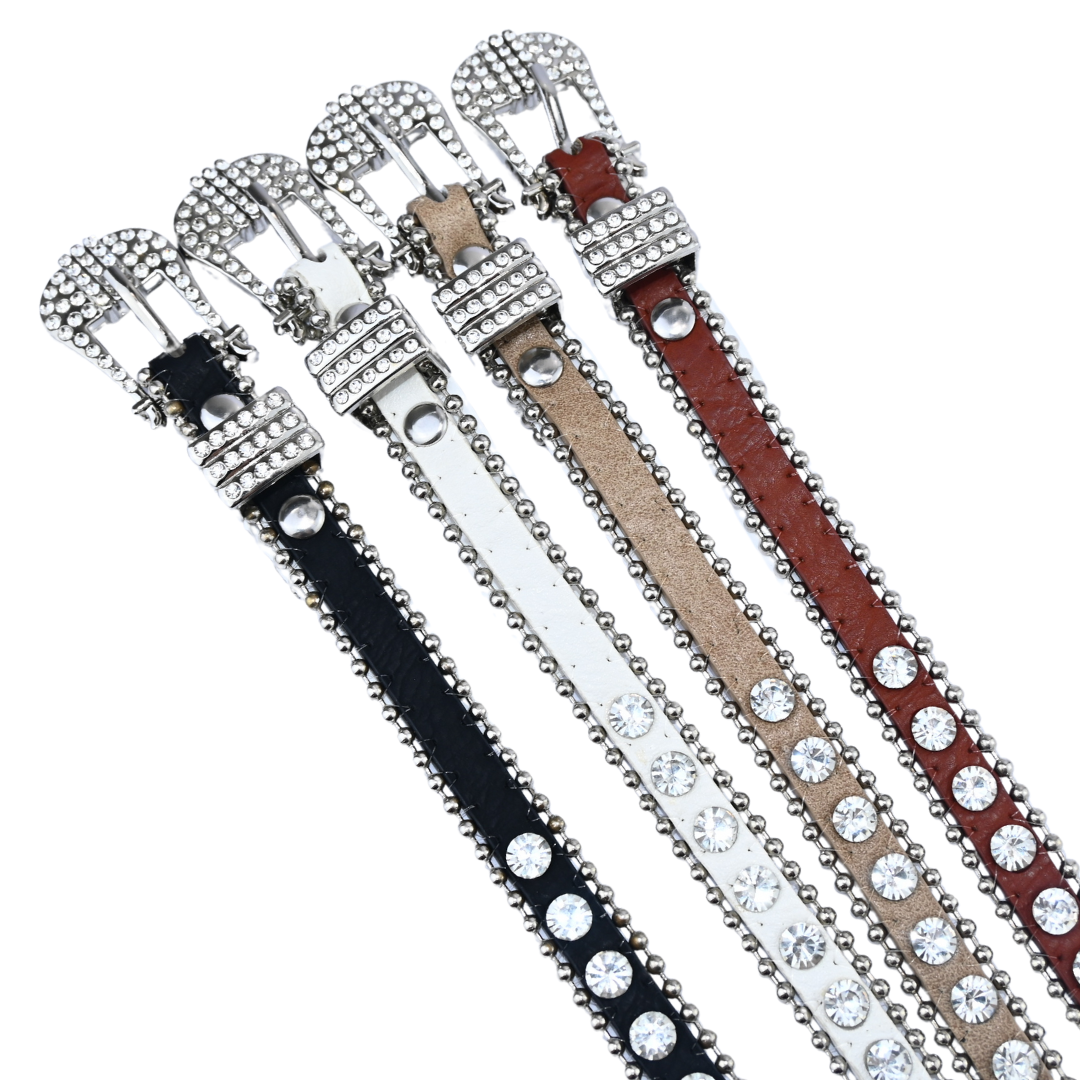 Cinto Strass E Bordas Metálicas