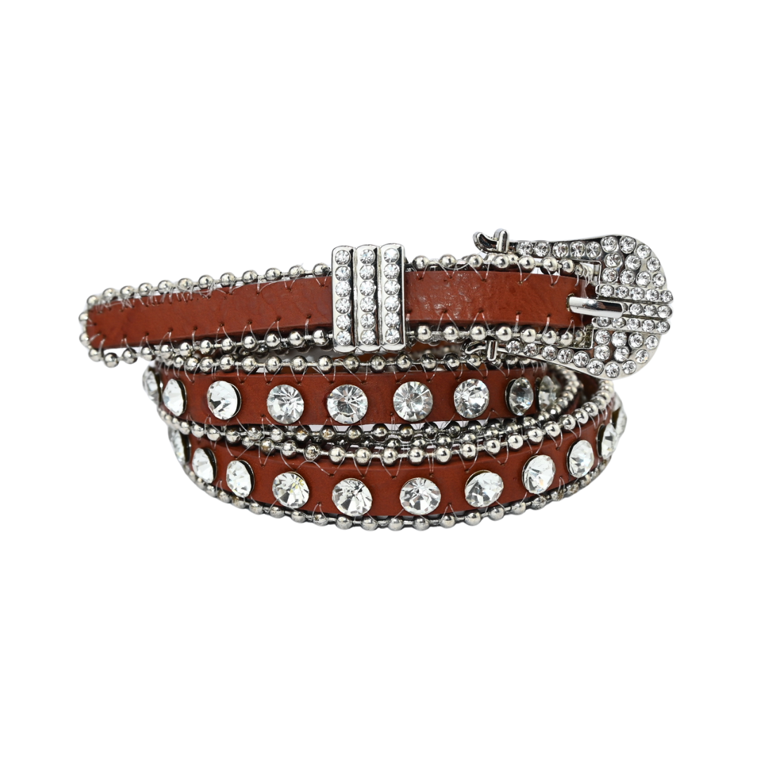 Cinto Strass E Bordas Metálicas