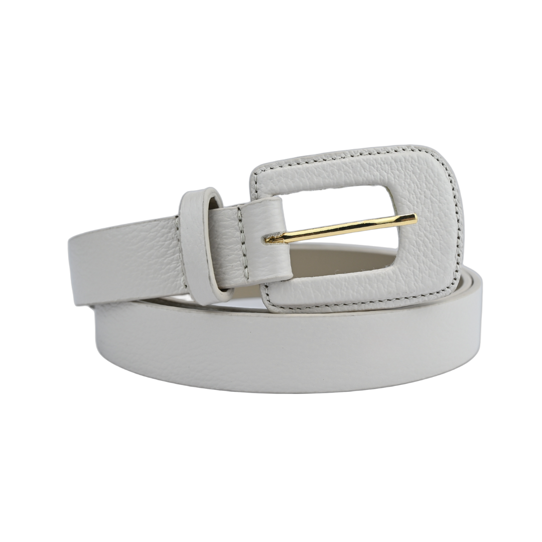 Cinto de Couro Feminino com Fivela Dourada