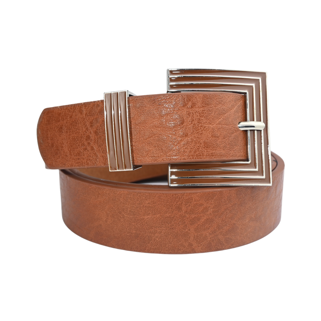 Cinto de Couro Sintético Fivela Metal