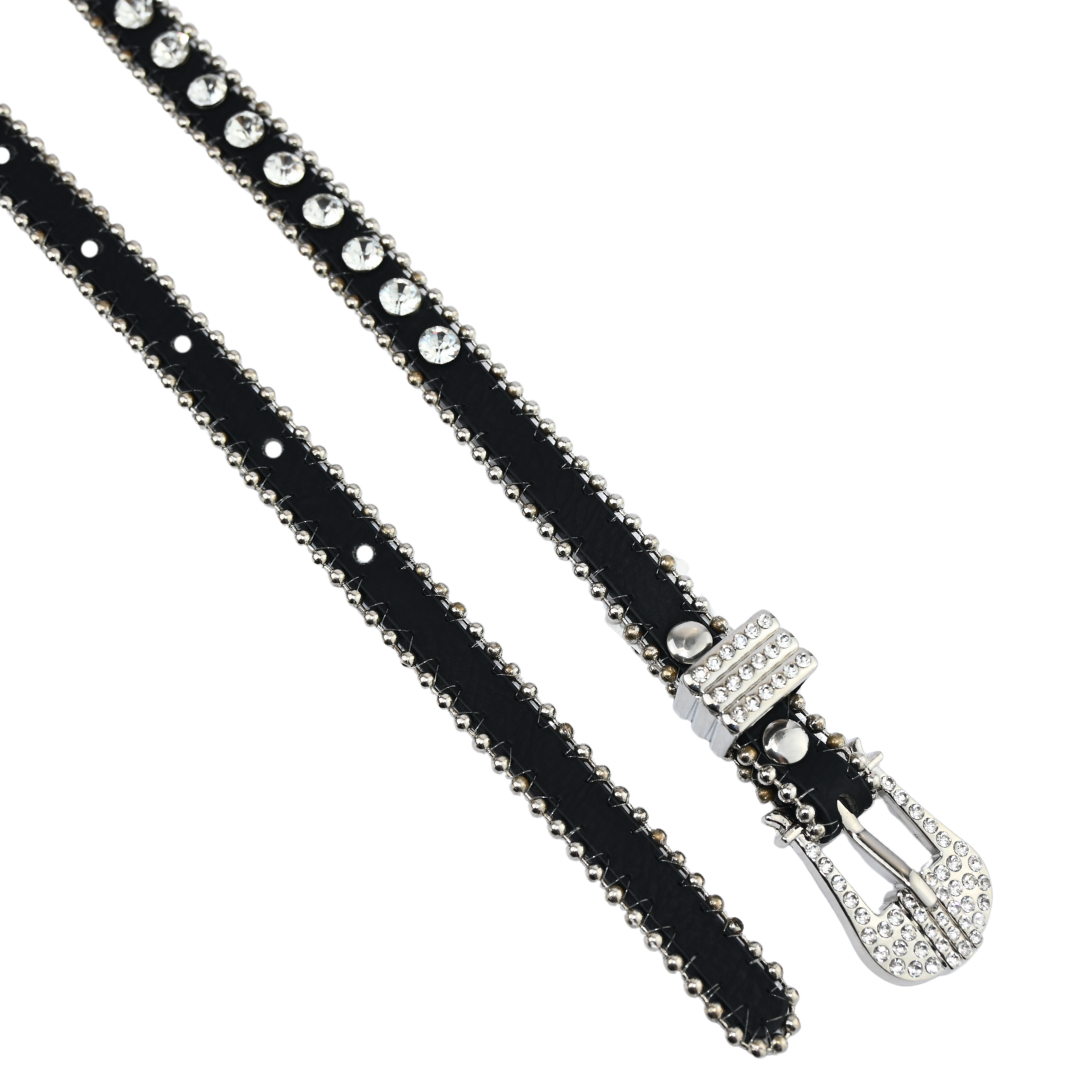Cinto Strass E Bordas Metálicas