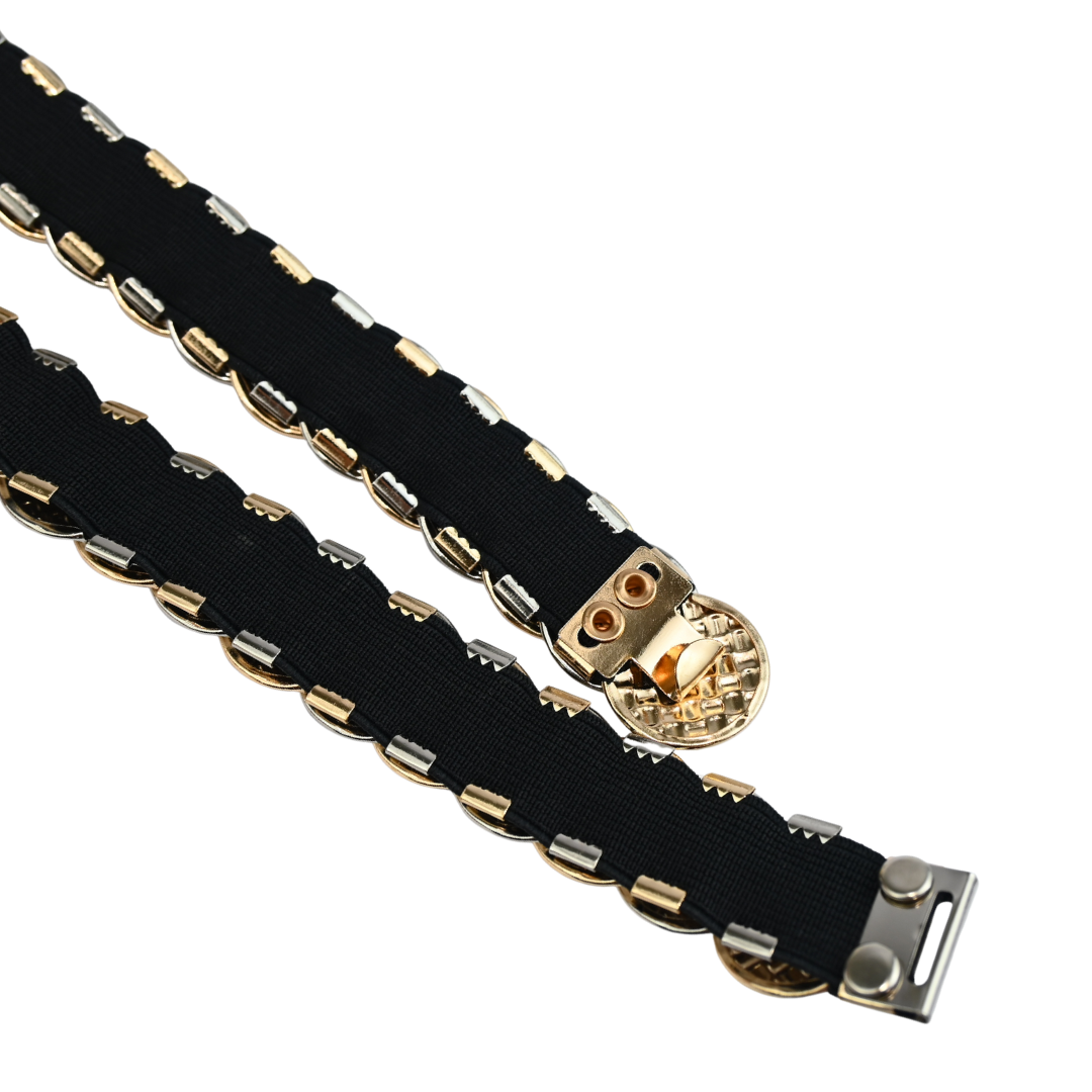 Cinto Artesanal de Moedas Texturizadas Prata com Dourado