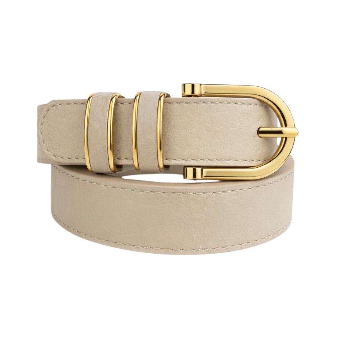 Cinto Feminino Casual com Fivela Dourada