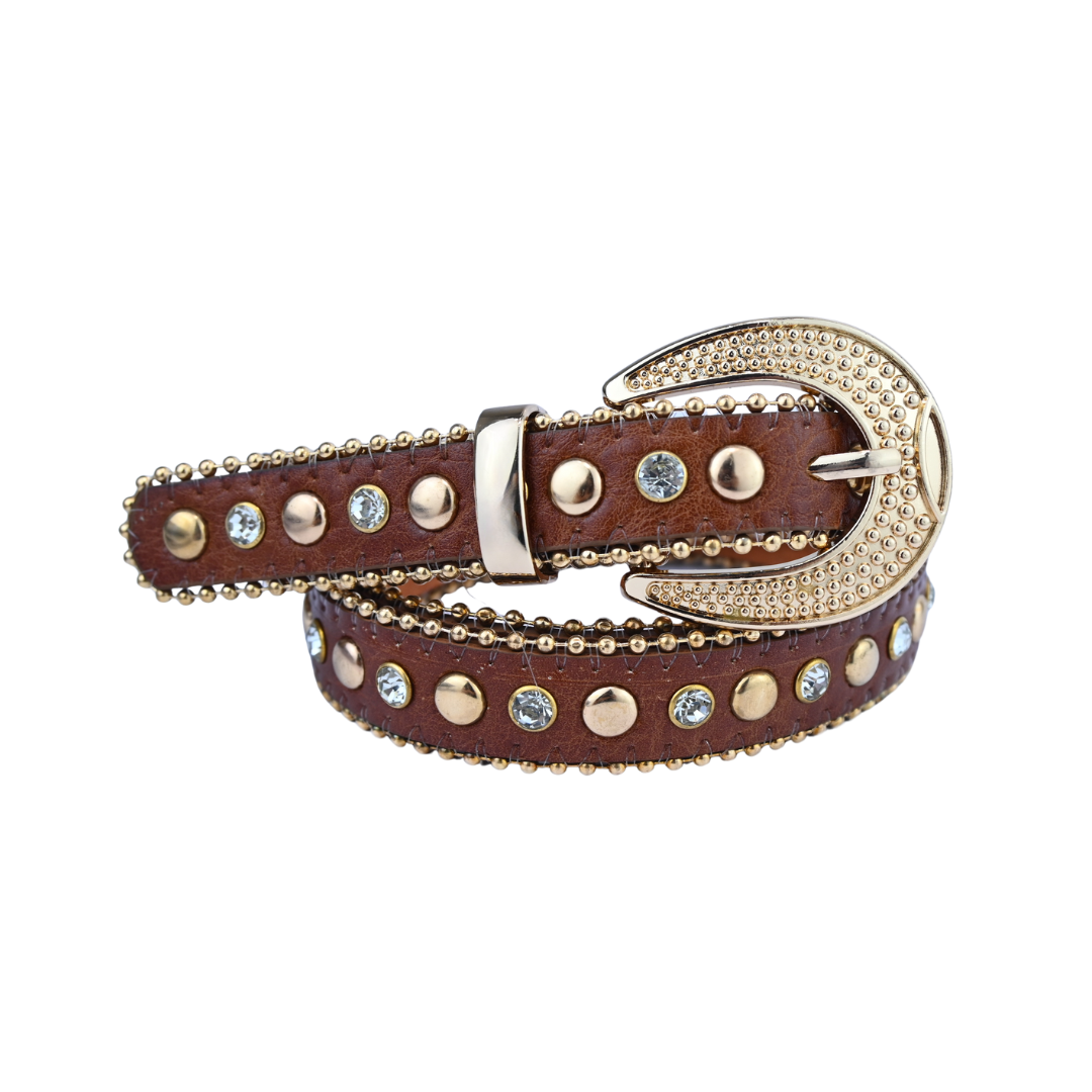 Cinto Feminino com Tachas e Strass