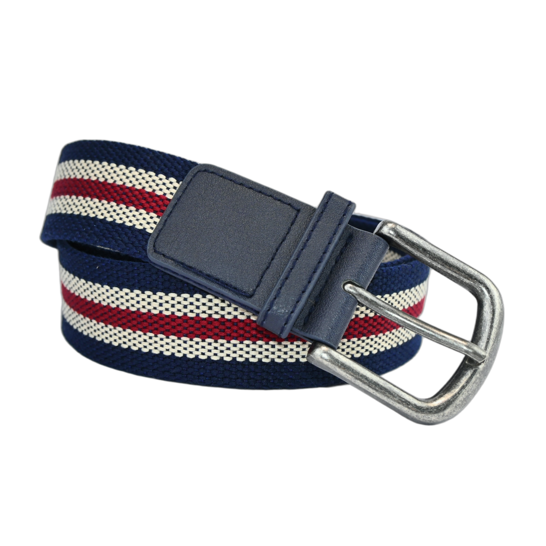 Cinto Masculino Lona Fivela Arredondada Listrado