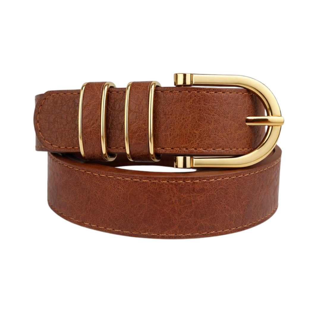 Cinto Feminino Casual com Fivela Dourada