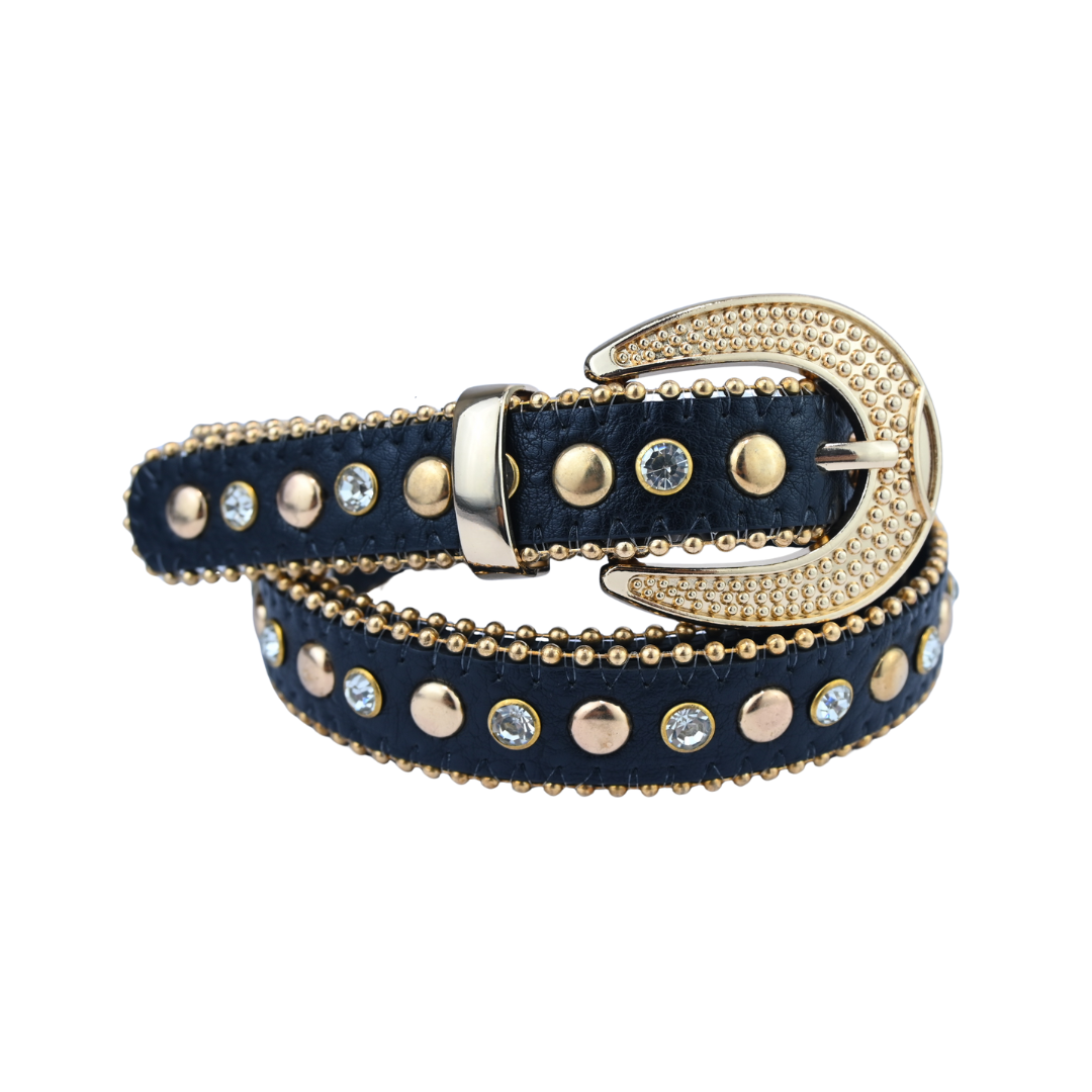 Cinto Feminino com Tachas e Strass