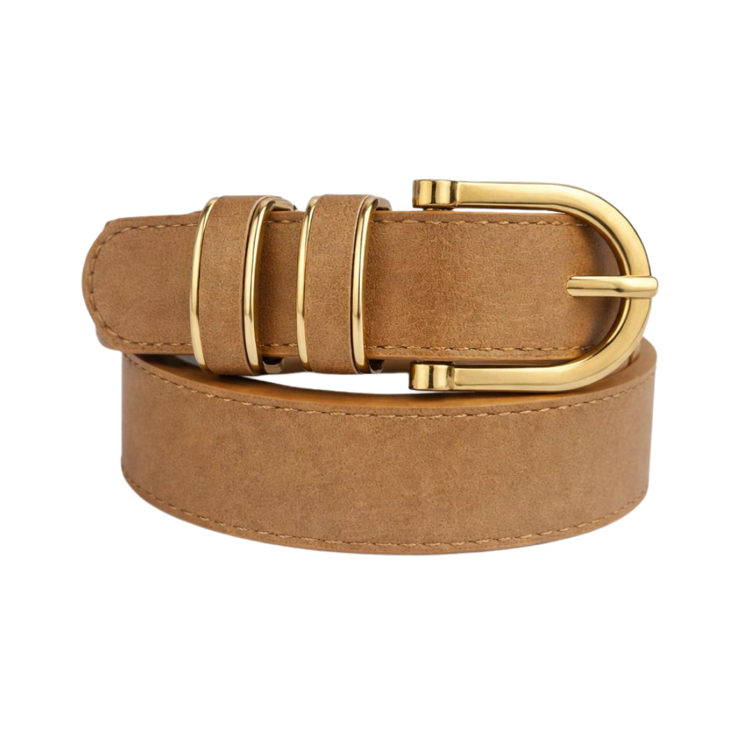 Cinto Feminino Casual com Fivela Dourada