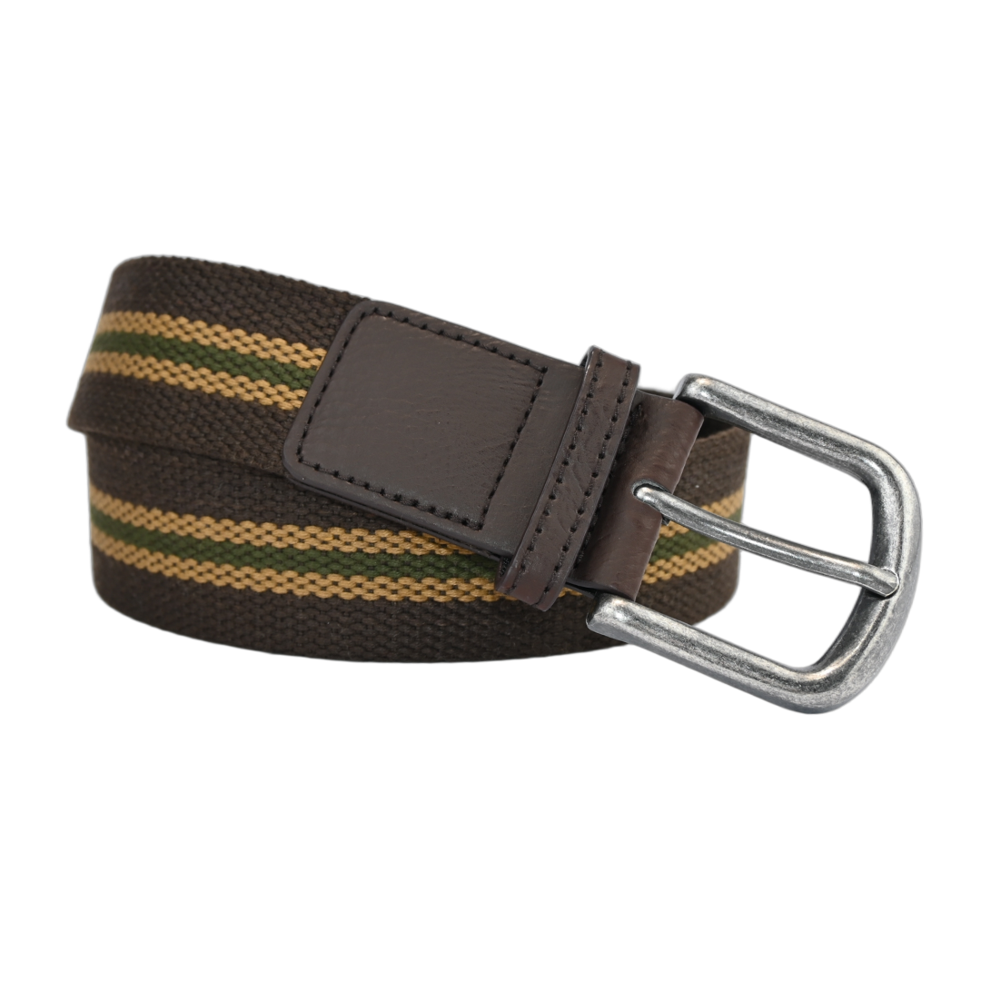 Cinto Masculino Lona Fivela Arredondada Listrado