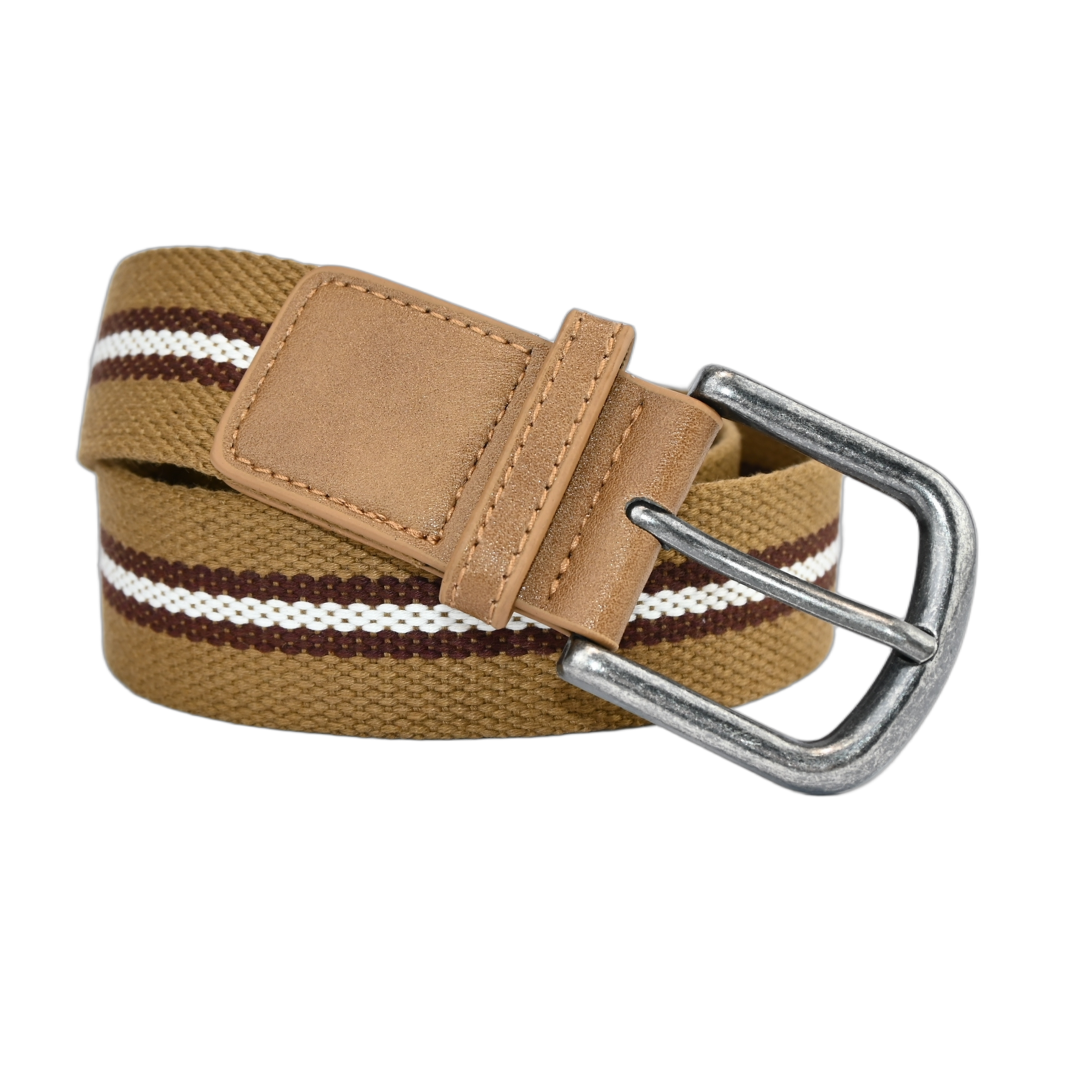 Cinto Masculino Lona Fivela Arredondada Listrado