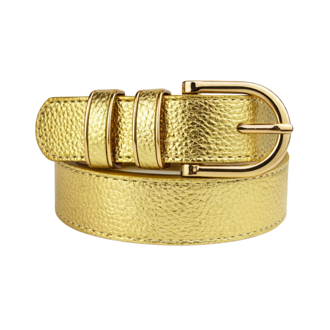 Cinto Feminino Casual com Fivela Dourada