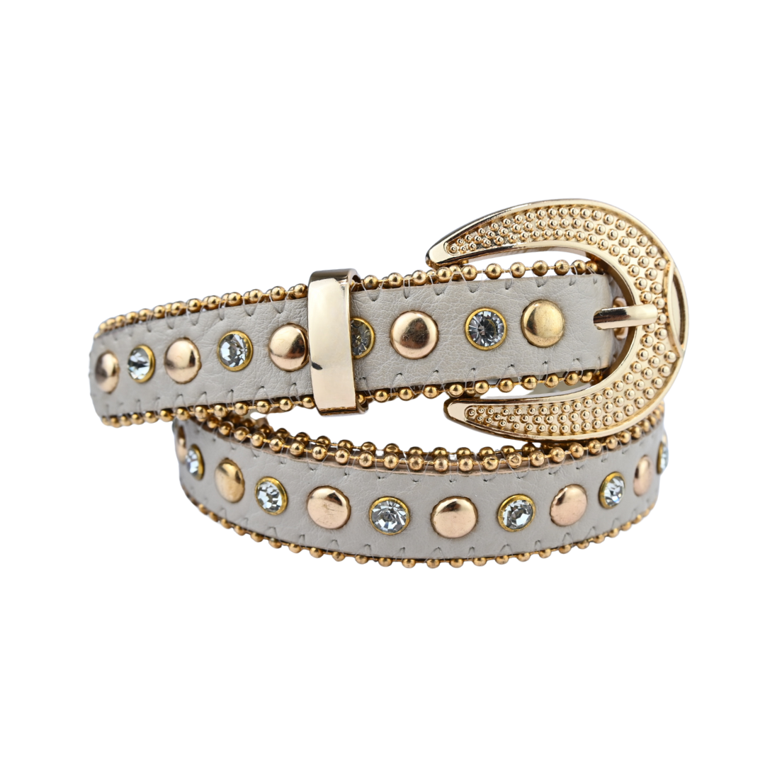 Cinto Feminino com Tachas e Strass