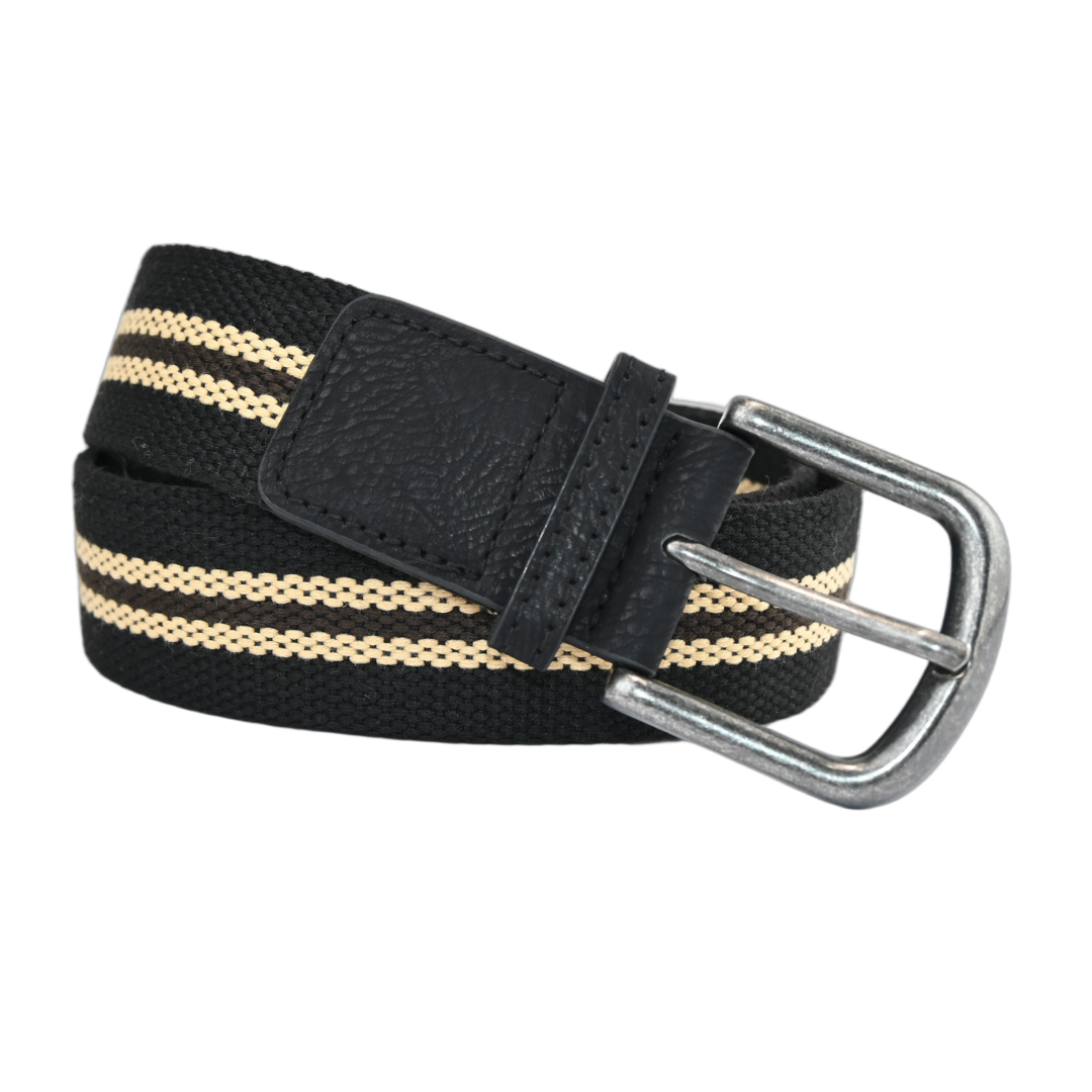 Cinto Masculino Lona Fivela Arredondada Listrado