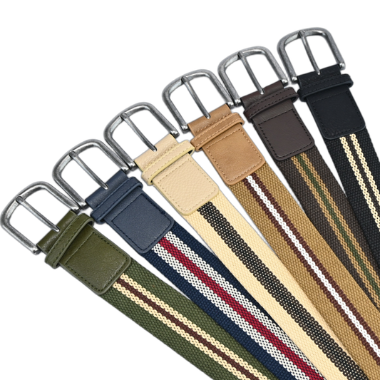 Cinto Masculino Lona Fivela Arredondada Listrado