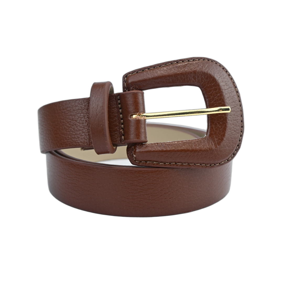 Cinto De Couro Feminino Fivela Oval Médio