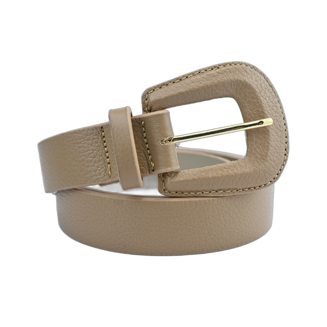Cinto De Couro Feminino Fivela Oval Médio